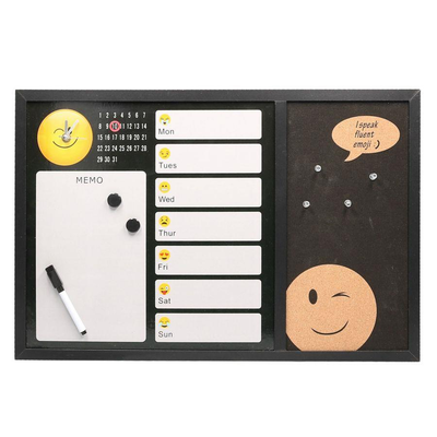 Lavagna magnetica emoji con orologio, sughero e pennarello cm60x40x1,5 Vacchetti