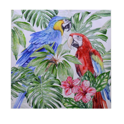 Quadro dipinto pappagalli cm50x50x2,5 Vacchetti