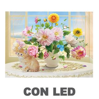 Quadro led vaso di fiori bianco rettangolare cm40x30x1,8 Vacchetti