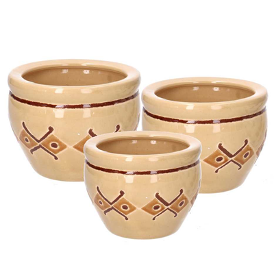 Coprivaso ceramica 1-3 crema c/rombi cmø30h21 Vacchetti