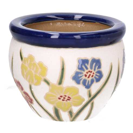 Coprivaso ceramica 1-3 bianco c/fiori cmø30h21 Vacchetti