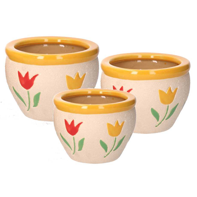 Coprivaso ceramica 1-3 tulipani cmø30h21 Vacchetti