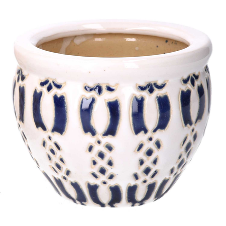 Coprivaso ceramica 1-3 bianco azzurro cmø30h21 Vacchetti
