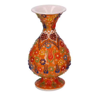Vaso ceramica arancione cm ø12h25 Vacchetti