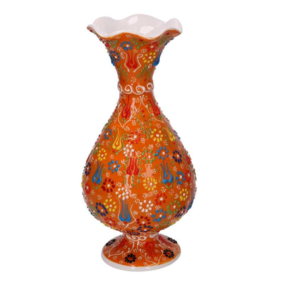 Vaso ceramica arancione cm ø14h30 Vacchetti