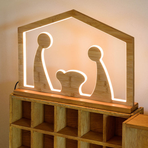 Natività in legno naturale luminosa con led a luce calda Casetta decorazione per interno Casa e cucina/Decorazioni per interni/Addobbi e decorazioni per ricorrenze/Decorazioni natalizie/Luci natalizie/Catene luminose per esterni MagiediNatale.it - Altamura, Commerciovirtuoso.it