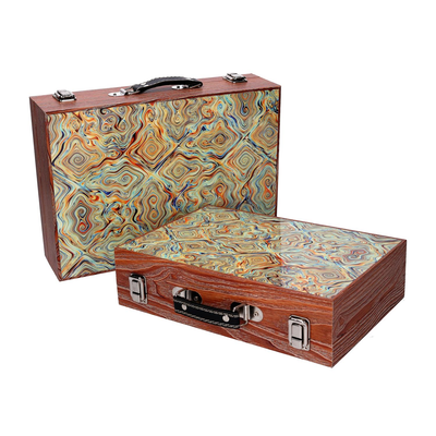 Scatola valigia legno 1-2 verde bordo marrone cm34x9,3h24 Vacchetti