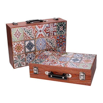 Scatola valigia legno 1-2 mosaico bordomarrone cm34x9,3h24 Vacchetti