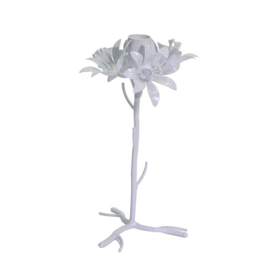 Portacandele metallo bianco fiore cmø12h22 Vacchetti