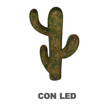 Cactus metallo verde con led cm40x58,5x5