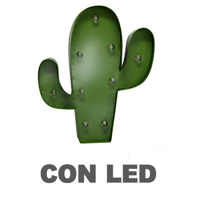 Cactus metallo verde con led cm25,5x30,5x5 Vacchetti