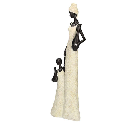 Statua resina donna africana con bambina cm15x7,5h46,5