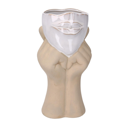 Vaso ceramica viso con mani cm11x9h25 Vacchetti