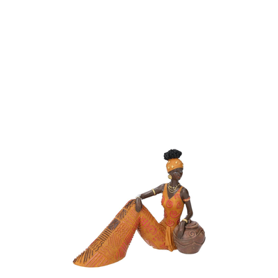 Statua ceramica donna africa seduta cm21x10,5h16,5 Vacchetti