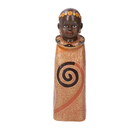 Statua ceramica bimbo africa arancione cm8x8h26,5 Vacchetti