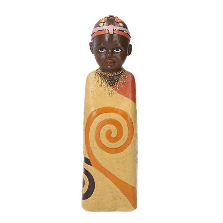 Statua ceramica bimbo africa giallo cm8x8h26,5