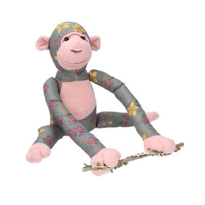 Pupazzo tessuto scimmia con fiori cm30x33h25 Vacchetti
