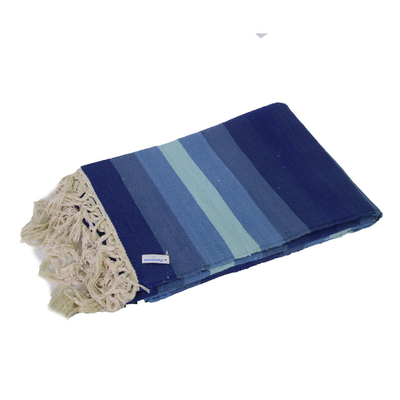 Tappeto cotone righe blu azzurro cm120x190 Vacchetti