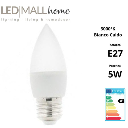 kit 6 pz lampadina led e27 c37 5w bianco freddo 6500k Illuminazione/Lampadine/Lampadine a LED Led Mall Home - Napoli, Commerciovirtuoso.it