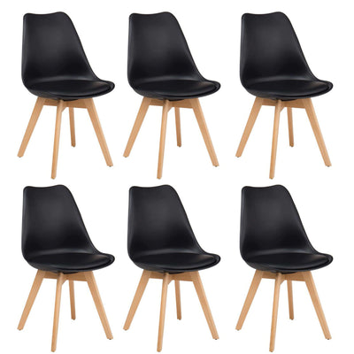 MARGOT - set di 6 sedie moderne imbottita con gambe in legno Nero Milani Home