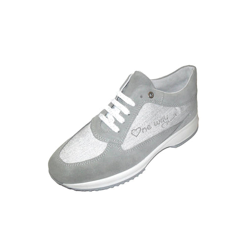 Sneakers donna bianche grigio camoscio - Scarpe da ginnastica signora fodera in pelle - scarpe sportive con lacci - Made in Italy sneakers donna L'Orchidea - Siderno, Commerciovirtuoso.it