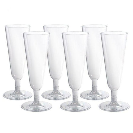 6 Flute Bicchieri Plastica Trasparenti Calice Spumante Champagne Feste Natale