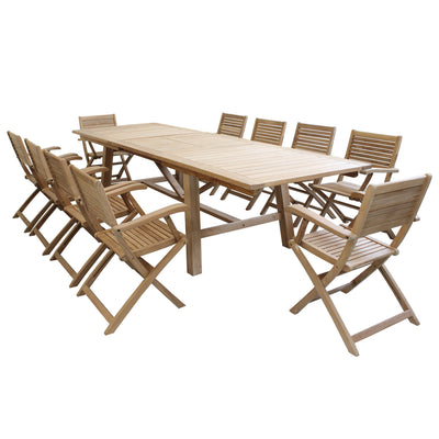 ORATOR - set tavolo in teak cm.220/300x100x77 h con 10 sedute Marrone Milani Home
