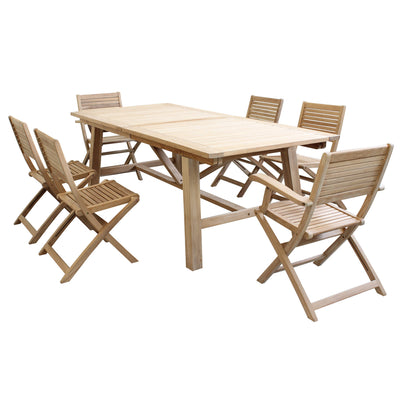 ORATOR - set tavolo in teak cm.220/300x100x77 h con 6 sedute Marrone Milani Home