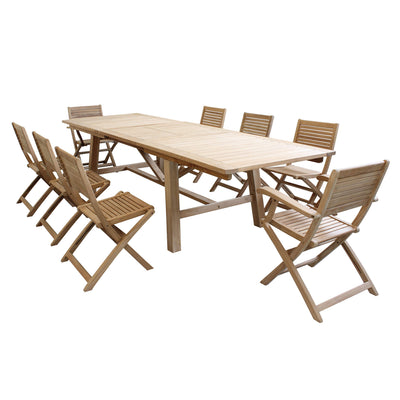ORATOR - set tavolo in teak cm.220/300x100x77 h con 8 sedute Marrone Milani Home