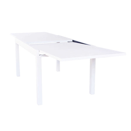 JERRI - set tavolo in alluminio cm 135/270x90x75 h con 6 sedute Bianco Milani Home