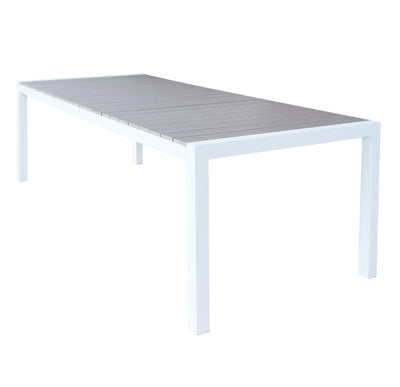 LOIS - set tavolo in alluminio cm 162/242x100x74 h con 8 sedute Bianco