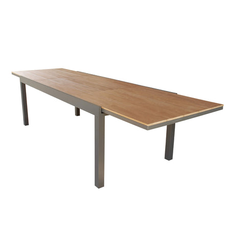 VIDUUS - set tavolo in alluminio cm 200/300x95x75 h con 8 sedute Taupe Milani Home