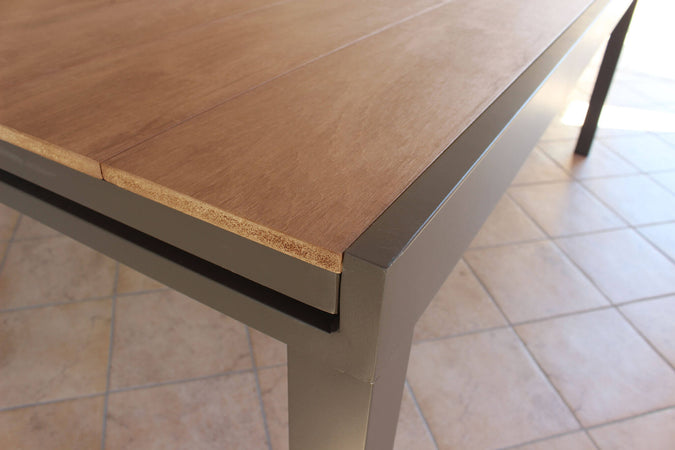 VIDUUS - set tavolo in alluminio cm 200/300x95x75 h con 10 sedute Taupe Milani Home
