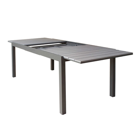 TRIUMPHUS - set tavolo in alluminio cm 180/240x100x73 h con 8 sedute Taupe Milani Home