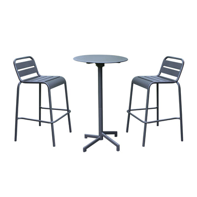 OPERA - set tavolo in metallo cm tondo 60x102 h con 2 sedute Grigio scuro