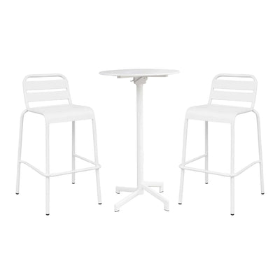OPERA - set tavolo in metallo cm tondo 60x102 h con 2 sedute Bianco Milani Home