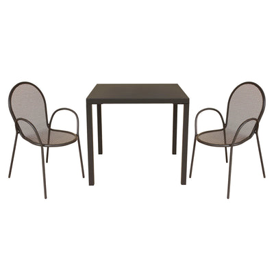 INDEX - set tavolo in metallo cm 80x80x73h con 2 sedute Taupe
