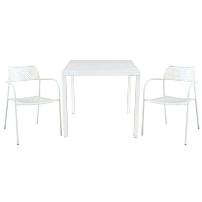 INDEX - set tavolo in metallo cm 80x80x73h con 2 sedute Bianco Milani Home