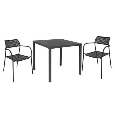 INDEX - set tavolo in metallo cm 80x80x73h con 2 sedute Grigio scuro