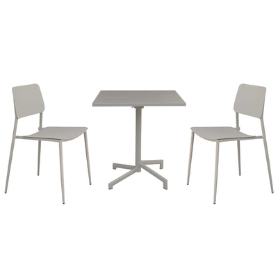 OPERA - set tavolo in metallo cm 70x70x73 h con 2 sedute Tortora Milani Home