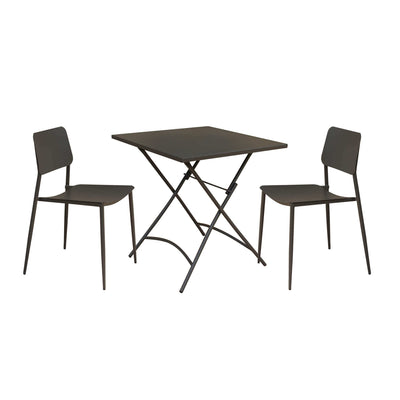 ROMANUS - set tavolo in metallo cm 70x70x72 h con 2 sedute Taupe Milani Home