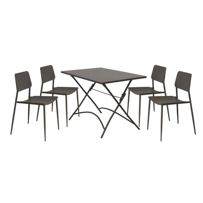 ROMANUS - set tavolo in metallo cm 110x70x72 h con 4 sedute Taupe Milani Home