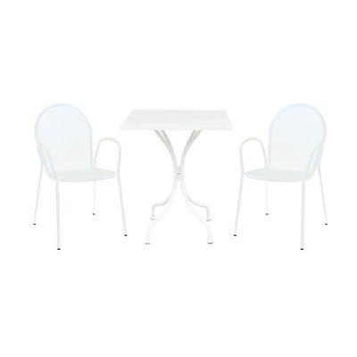 ROMANUS - set tavolo in metallo cm 60x60x72 h con 2 sedute Bianco Milani Home