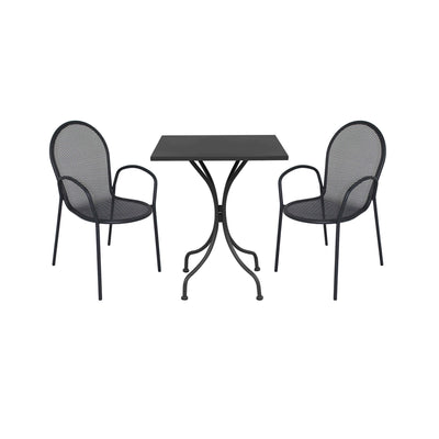 ROMANUS - set tavolo in metallo cm 60x60x72 h con 2 sedute Grigio scuro Milani Home