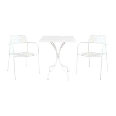 ROMANUS - set tavolo in metallo cm 60x60x72 h con 2 sedute Bianco