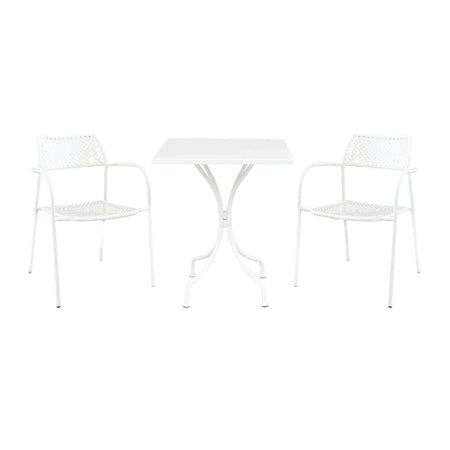 ROMANUS - set tavolo in metallo cm 60x60x72 h con 2 sedute Bianco Milani Home