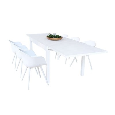 JERRI - set tavolo da giardino in alluminio con 6 sedie 135/270x90 Bianco Milani Home