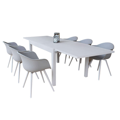 JERRI - set tavolo da giardino in alluminio con 6 sedie 135/270x90 Tortora Milani Home