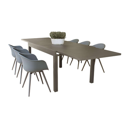 JERRI - set tavolo da giardino in alluminio con 6 sedie 135/270x90 Taupe Milani Home