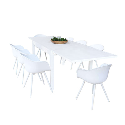 JERRI - set tavolo da giardino in alluminio con 8 sedie 135/270x90 Bianco Milani Home